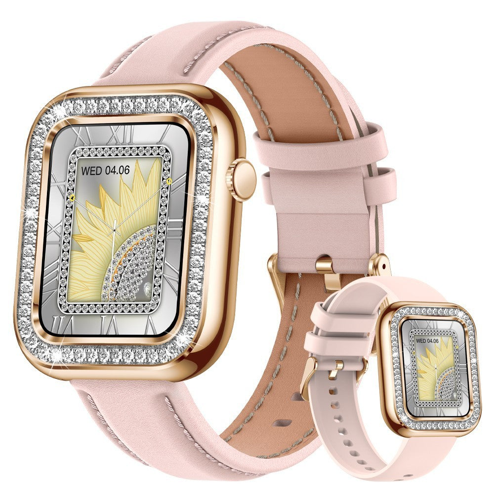 Ceas digital de dama cu cadran cu efect de diamant