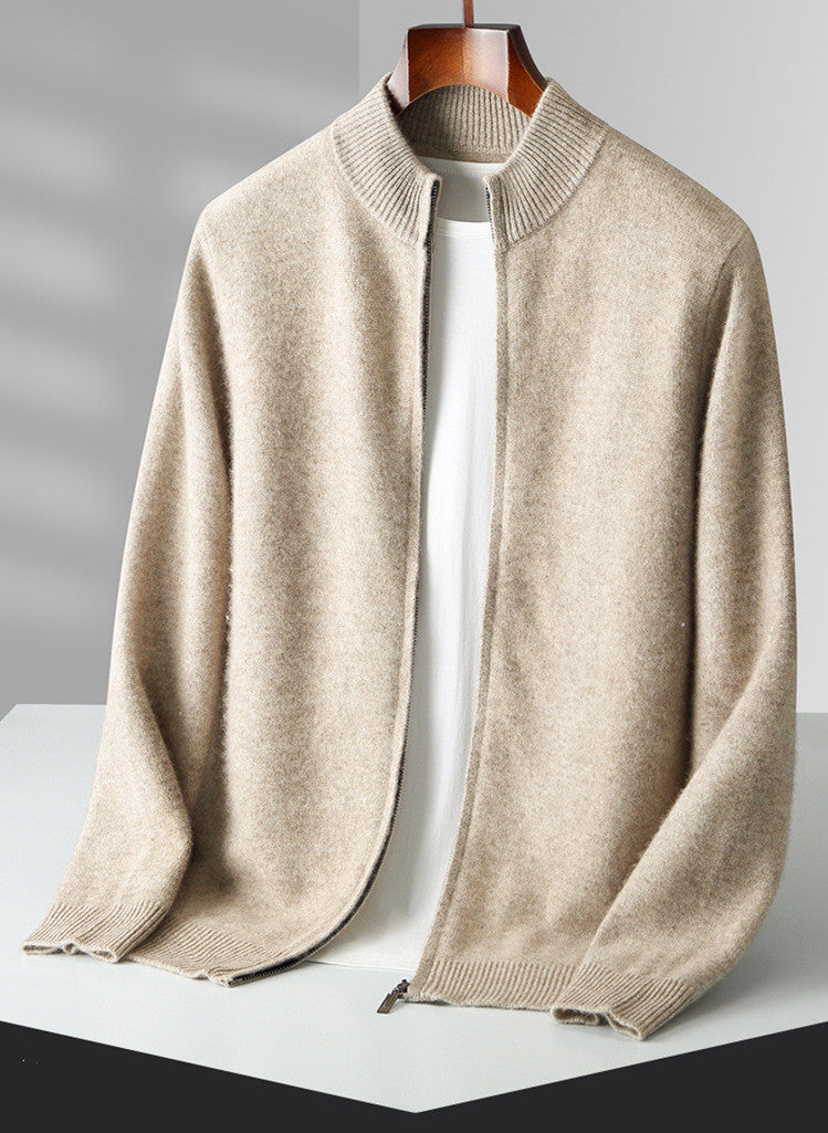 Cardigan de cașmir cu fir dublu din tricot pură de lână