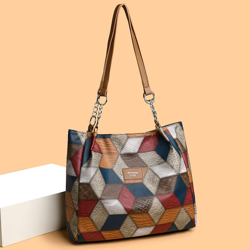 Geanta de umar cu model geometric retro si culori asortate