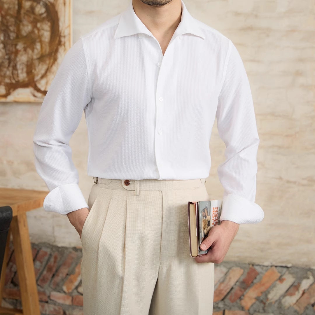 Cămașă bărbătească cu mânecă lungă în dungi, slim fit