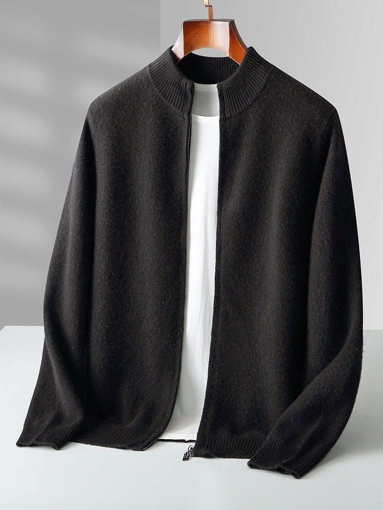 Cardigan de cașmir cu fir dublu din tricot pură de lână