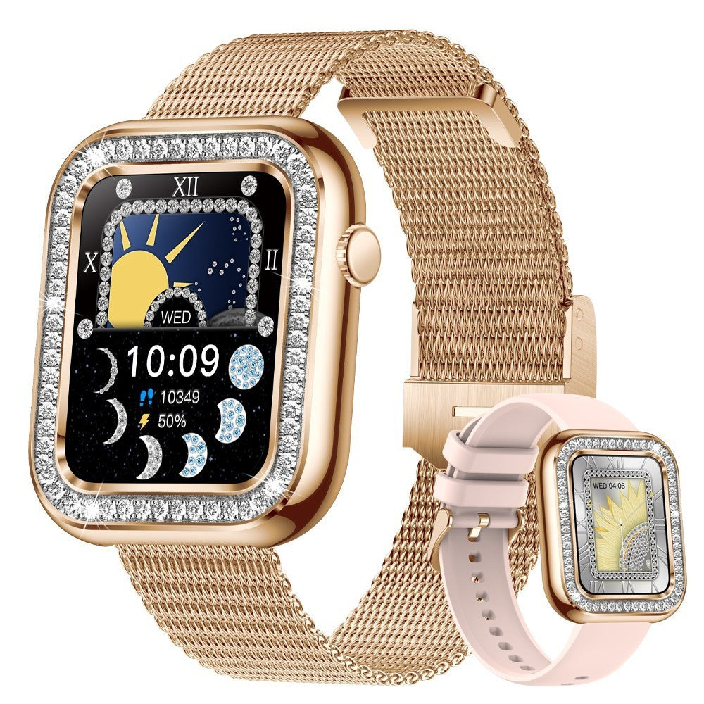 Ceas digital de dama cu cadran cu efect de diamant