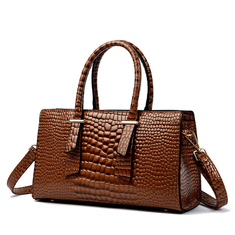 Geantă de umăr retro cu model crocodil