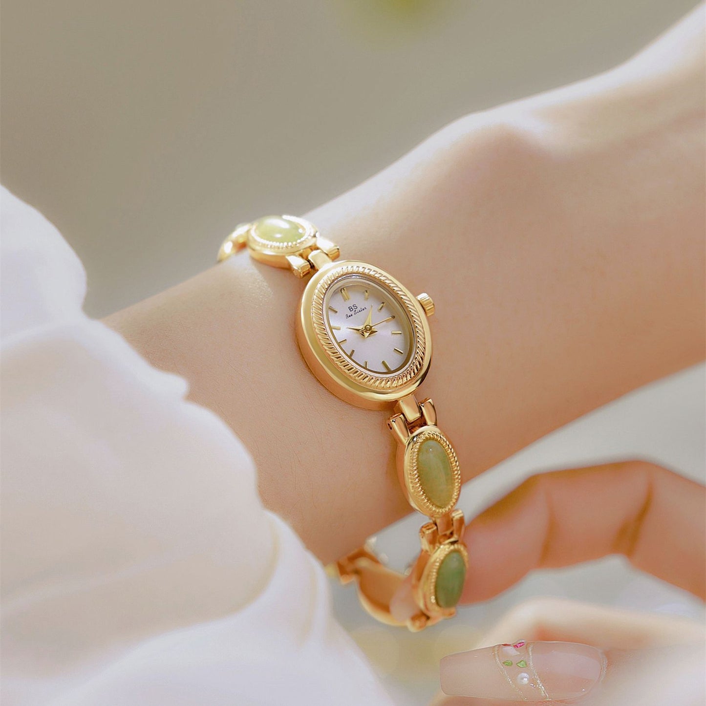 Ceas elegant de dama, curea din piatra naturala Dongling