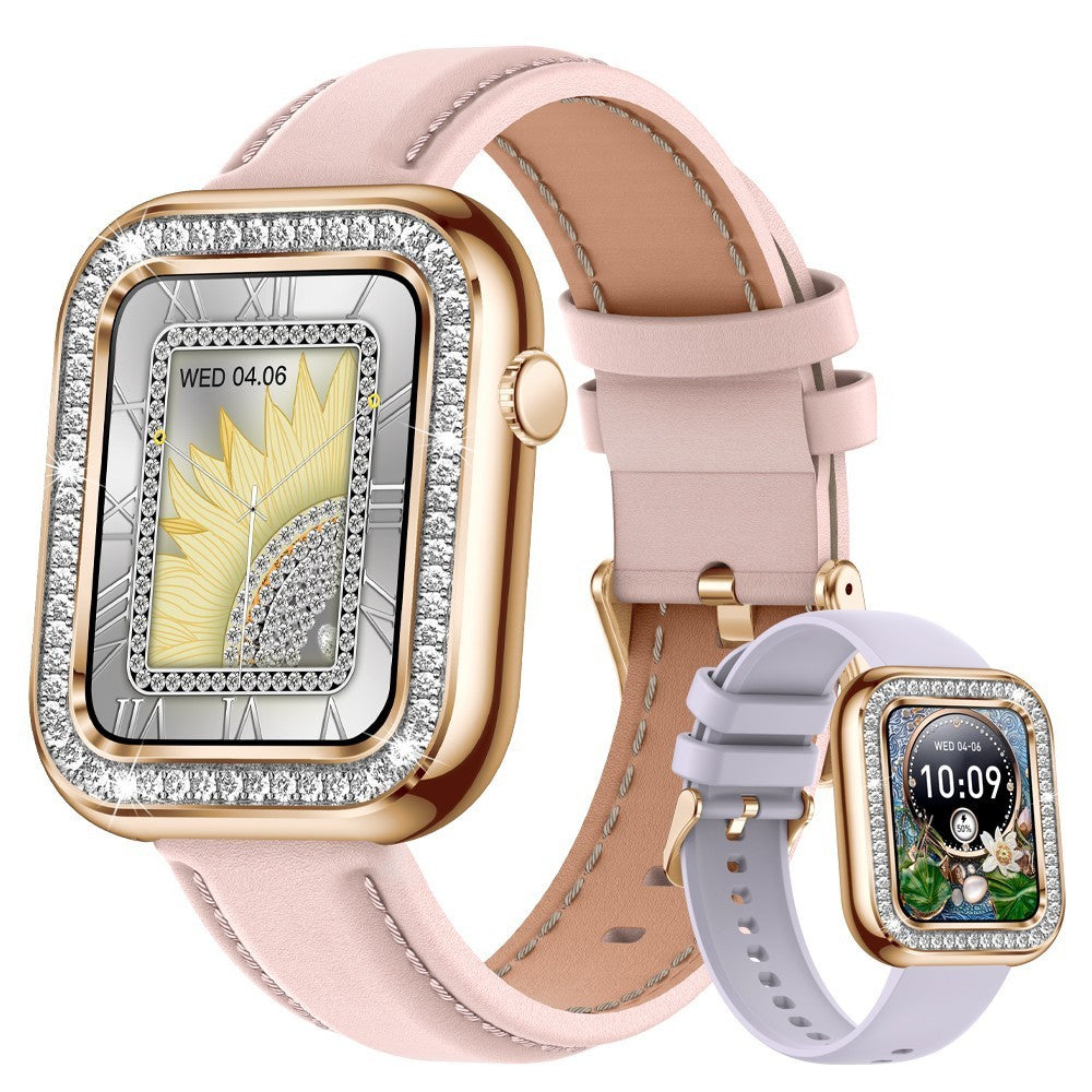 Ceas digital de dama cu cadran cu efect de diamant