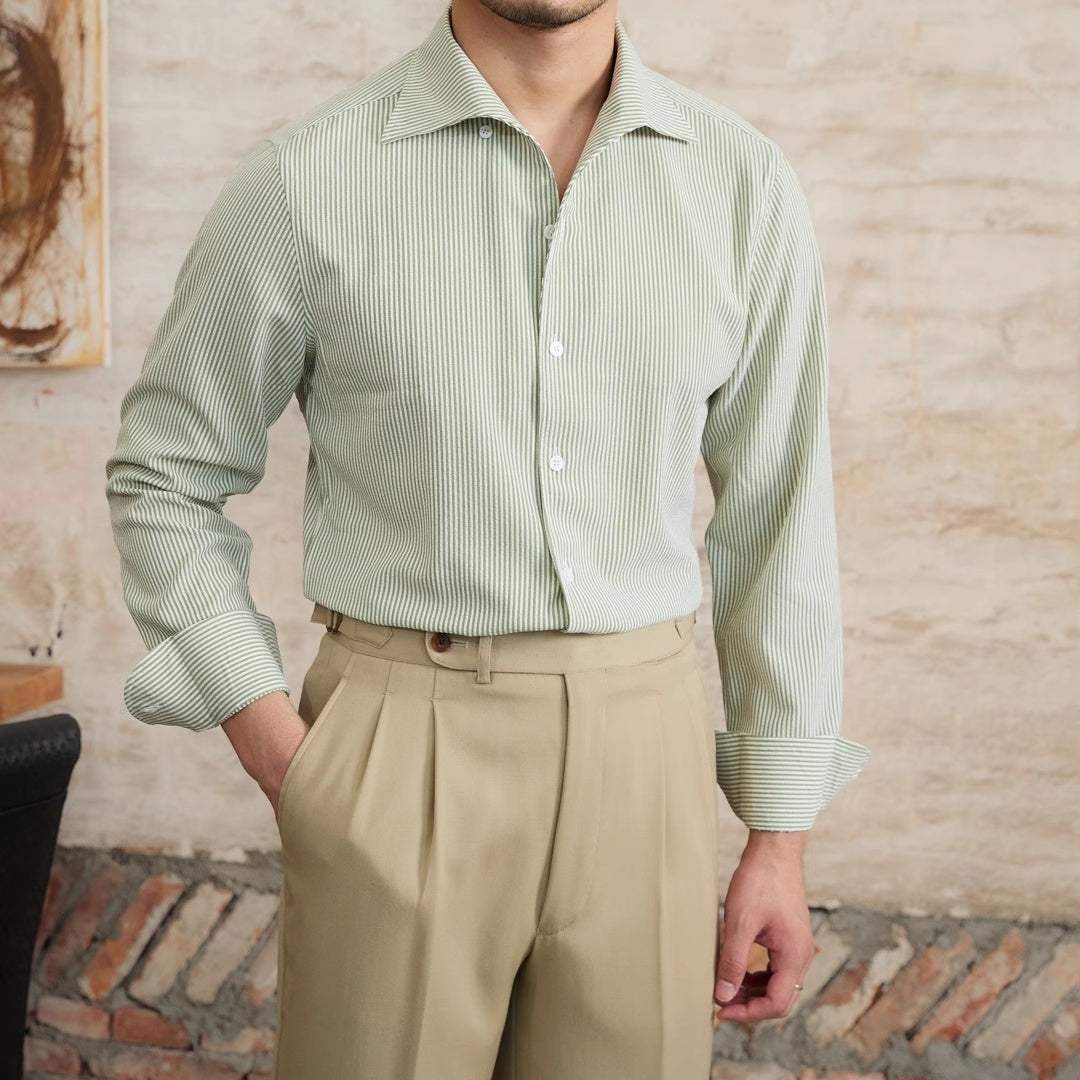 Cămașă bărbătească cu mânecă lungă în dungi, slim fit