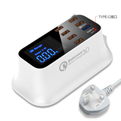 Încărcător rapid multi-USB inteligent pentru dispozitive mobile, afișaj LCD