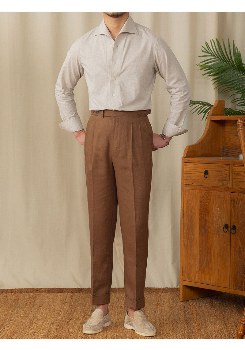 Camicia casual da uomo in cotone e lino