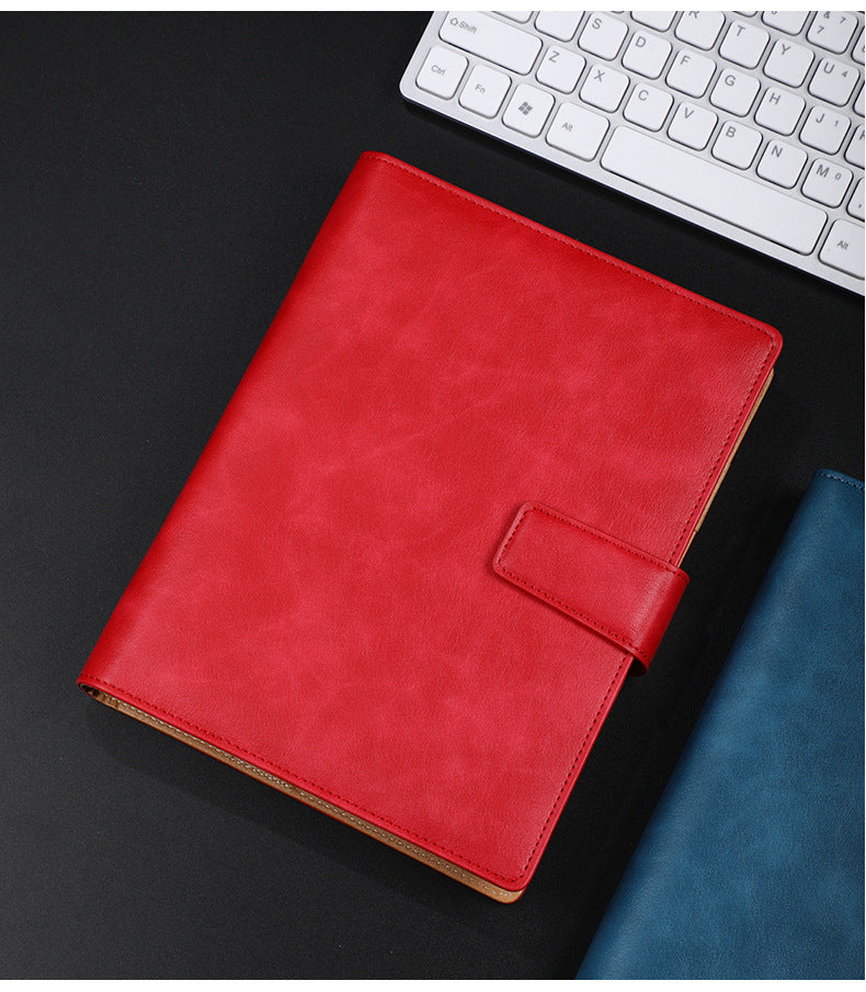 Work book A5 in pelle con clip per fogli e fibbia