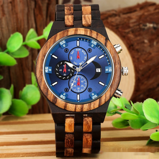 Orologio al quarzo da uomo con cinturino in legno