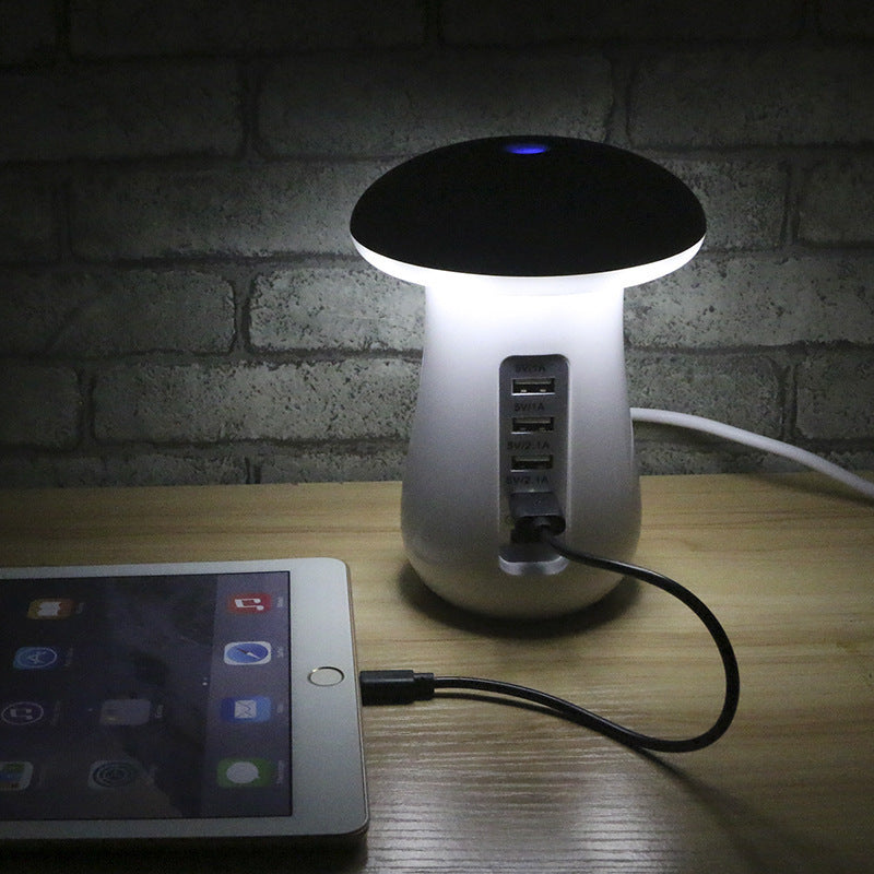 Lampada LED USB a forma di fungo, con prese ricarica usb e poggia telefono