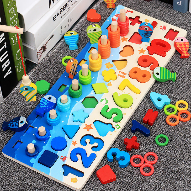 Giocattoli Educativi per bambini, Puzzle, Numeri, Forme in legno