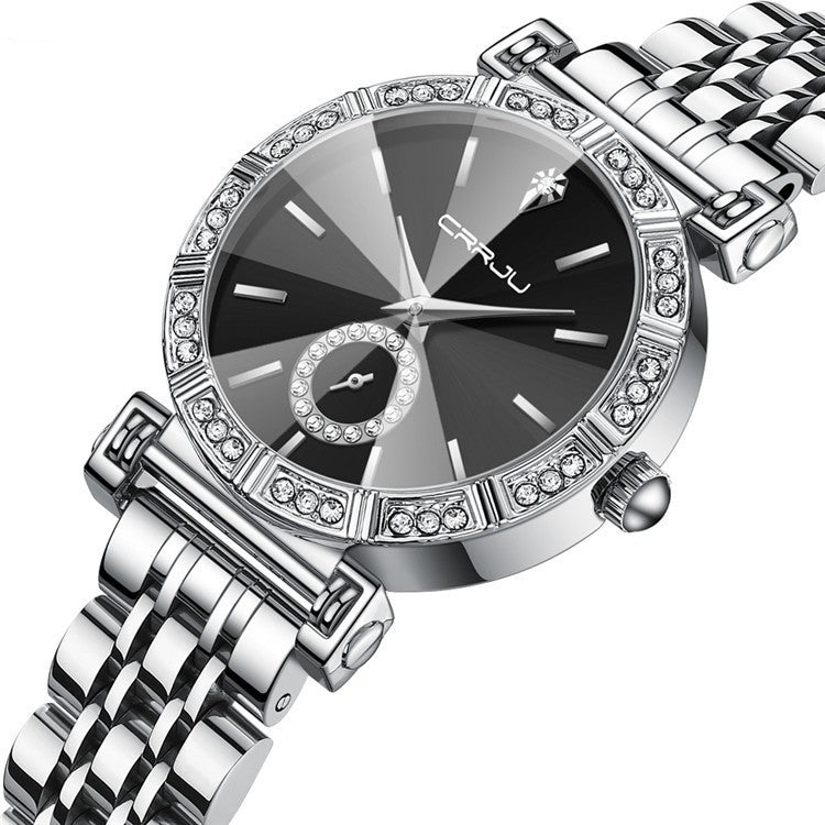 Orologio con cintura in acciaio effetto diamante