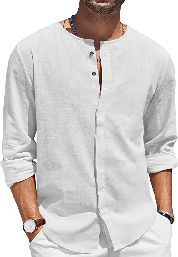 Camicia da uomo in cotone e lino