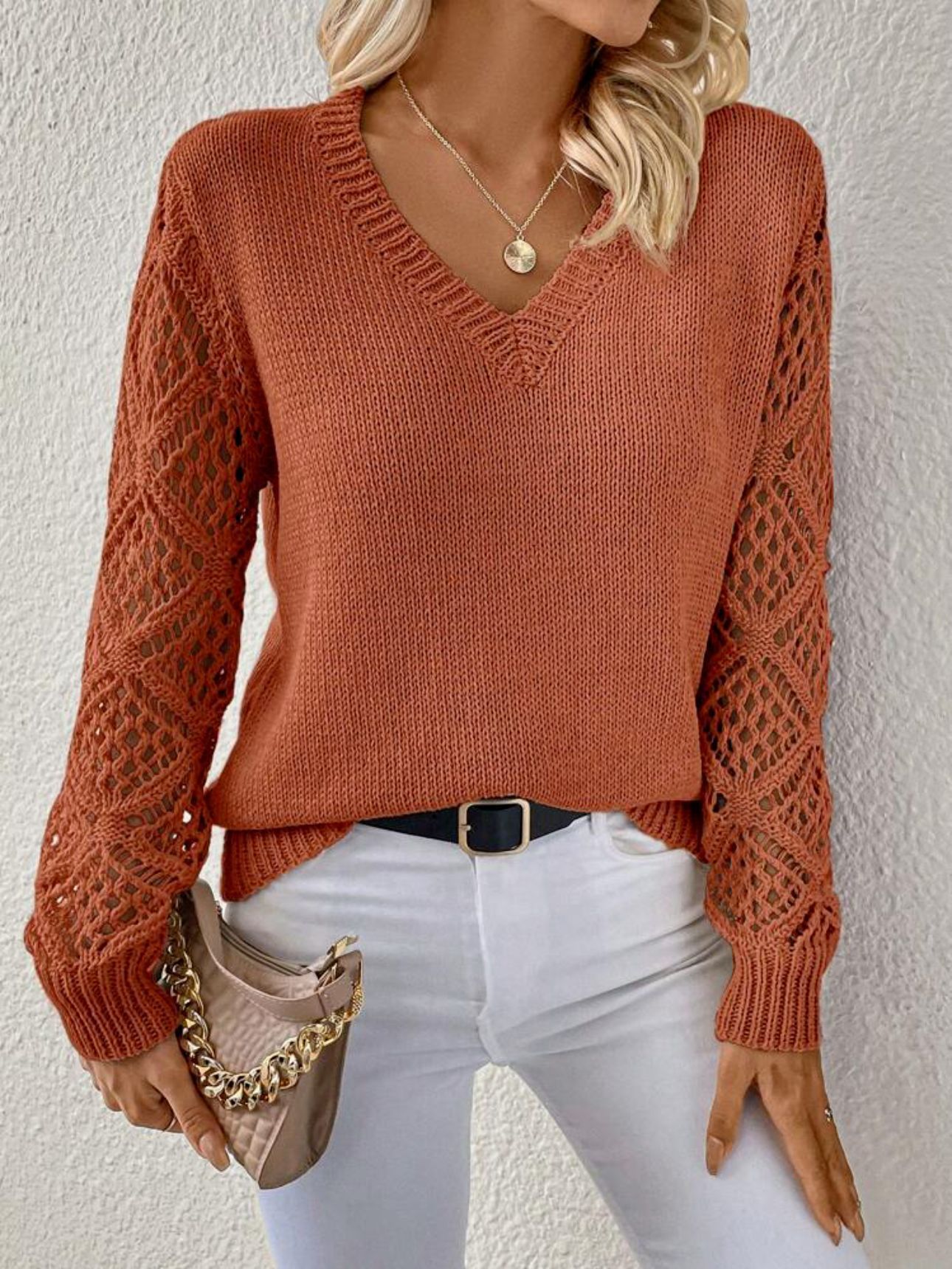 Maglione pullover con scollo a V