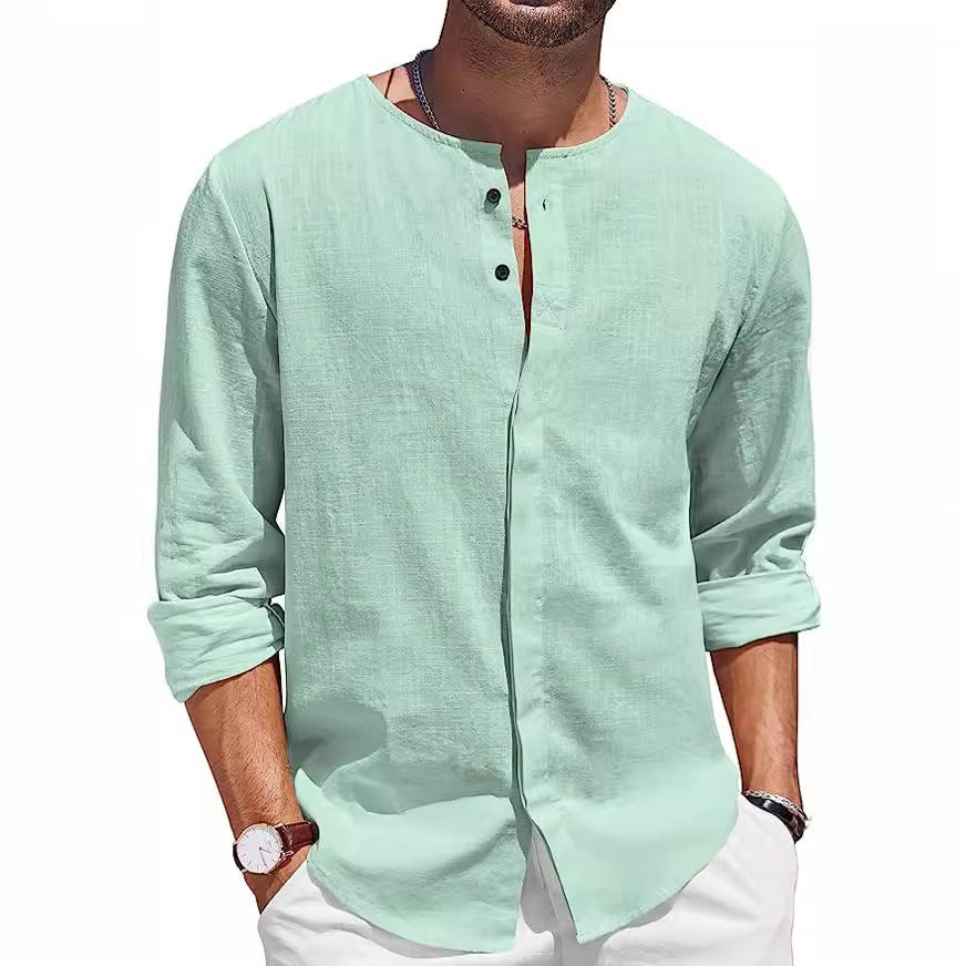 Camicia da uomo in cotone e lino