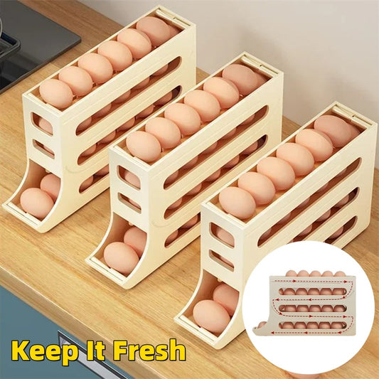 Automatic Space Saving Egg Roller, Sliding Egg Tray for Refrigerator