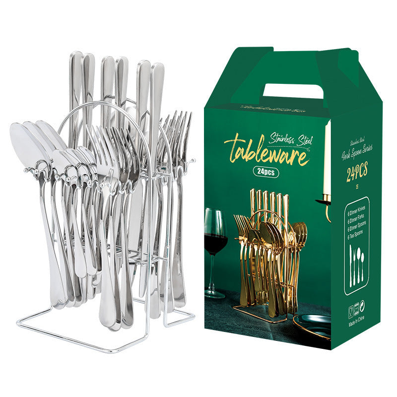 Stainless Steel Cutlery Set 24 Pieces Gold Plated