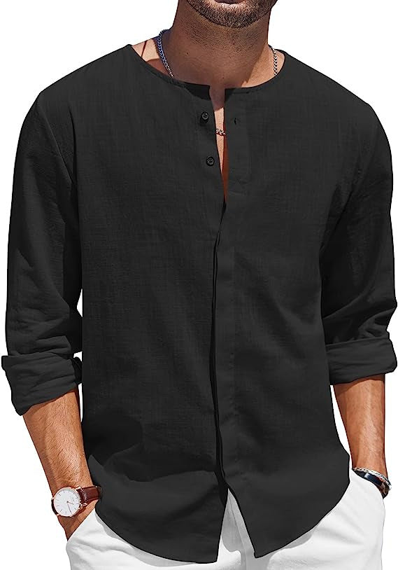 Camicia da uomo in cotone e lino