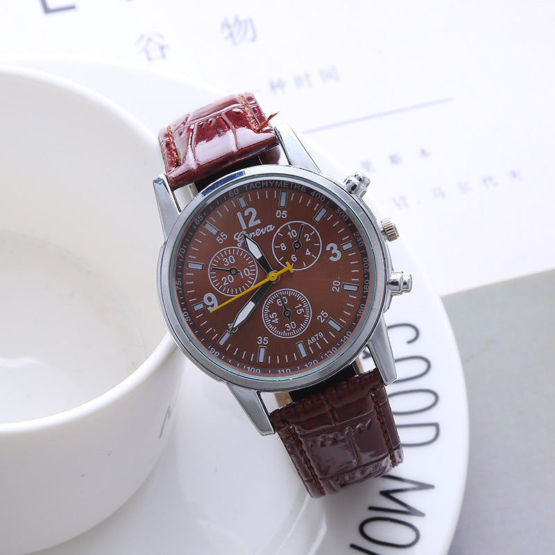 Three-eyes classic casual quartz watch