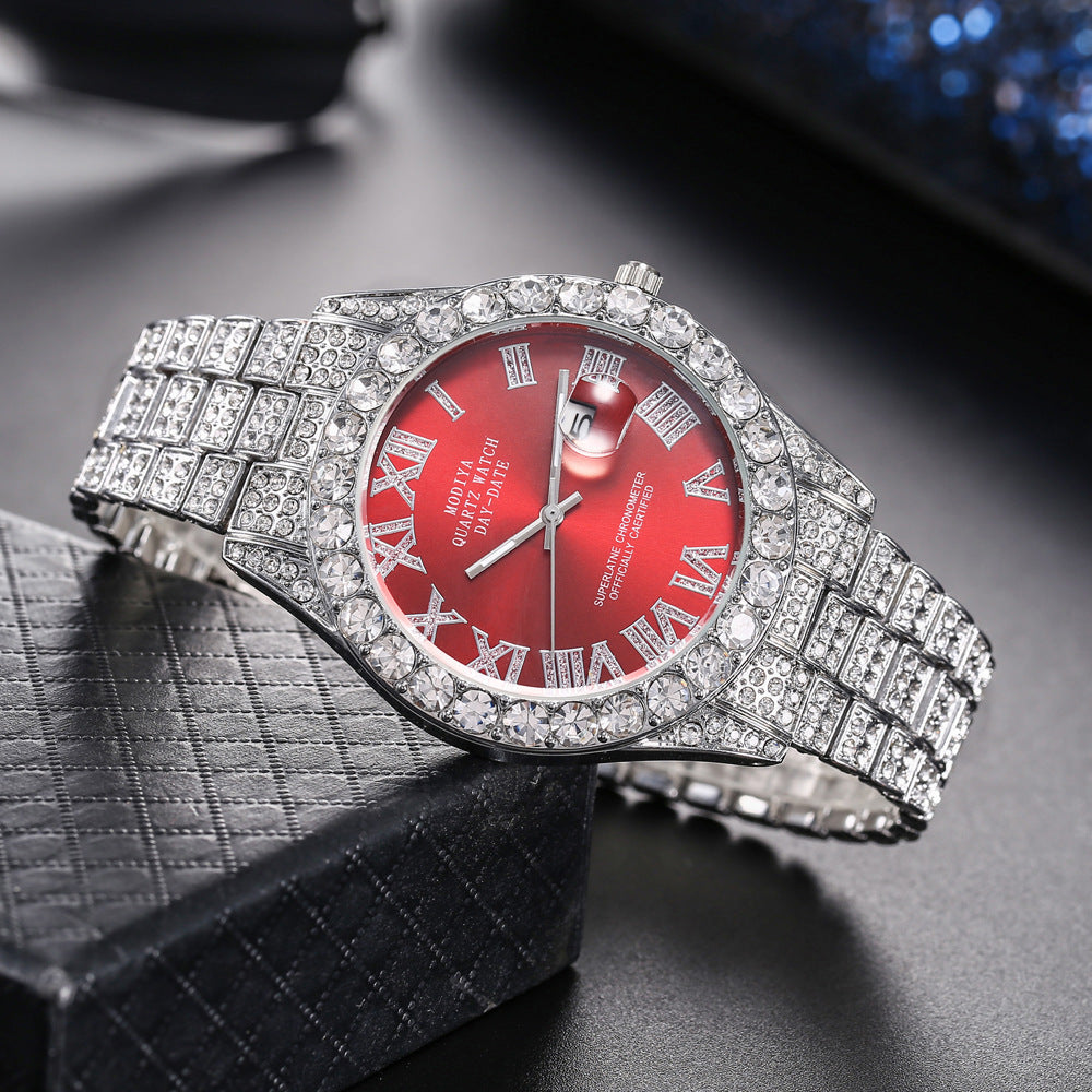 Orologio in acciaio con rivestimento effetto diamante