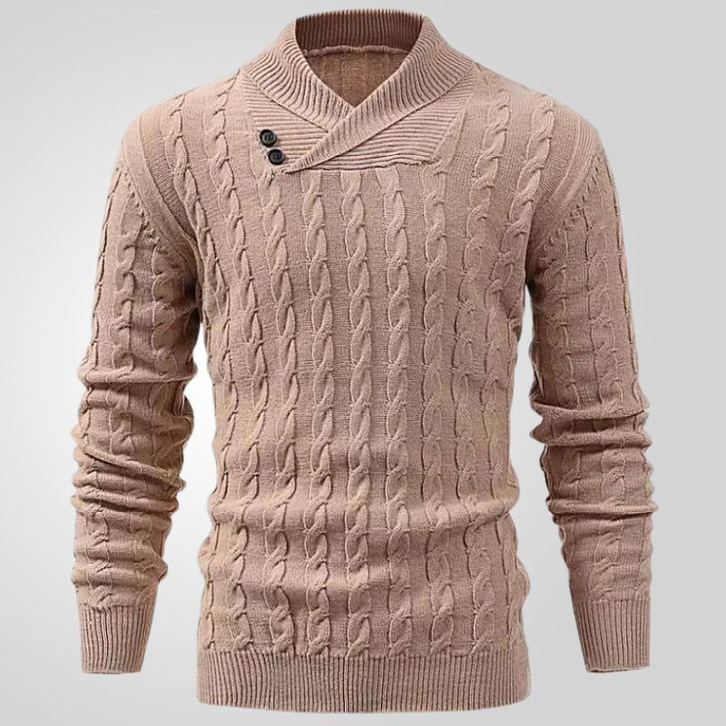 Maglione classico con risvolto intrecciato da uomo