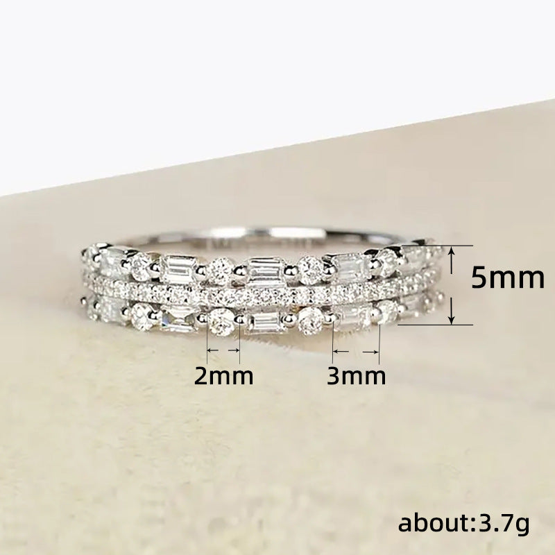 Anello Donna a tre strati con montatura a cerchio sottile
