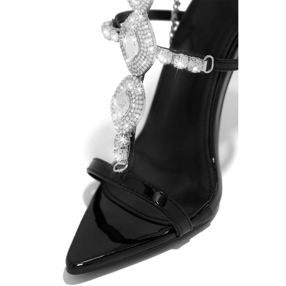 Scarpe con tacco da donna/Sandali con gemme di strass dorati