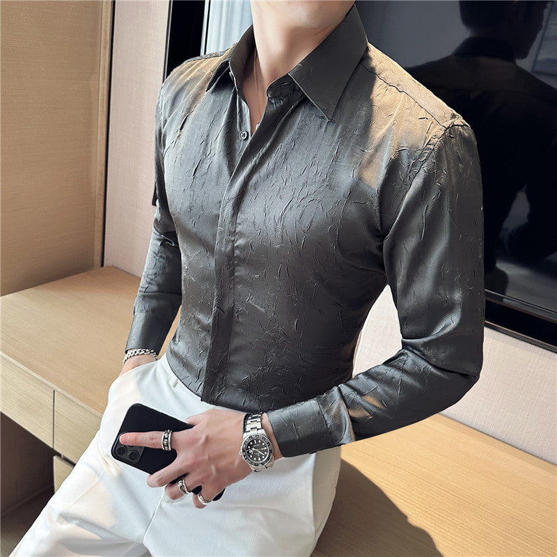 Camicia a maniche lunghe da uomo in seta ghiacciata