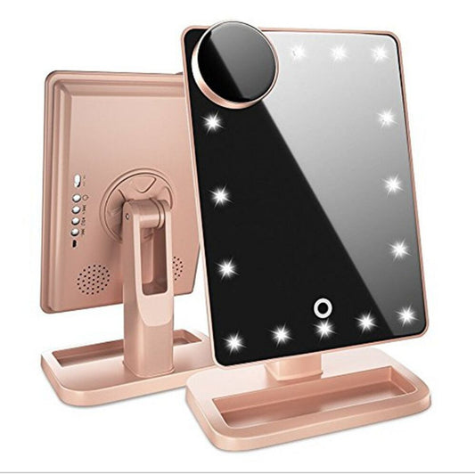 Touch Screen Makeup Mirror with 20 LED Lights, Music Speaker and Bluetooth