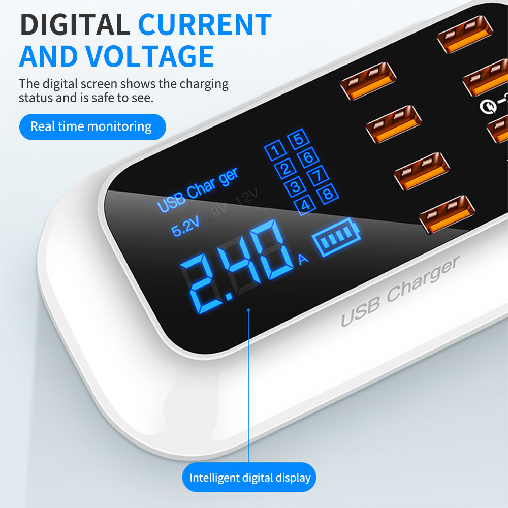 Caricabatteria rapida Intelligente Multi-USB per apparati mobili, display LCD