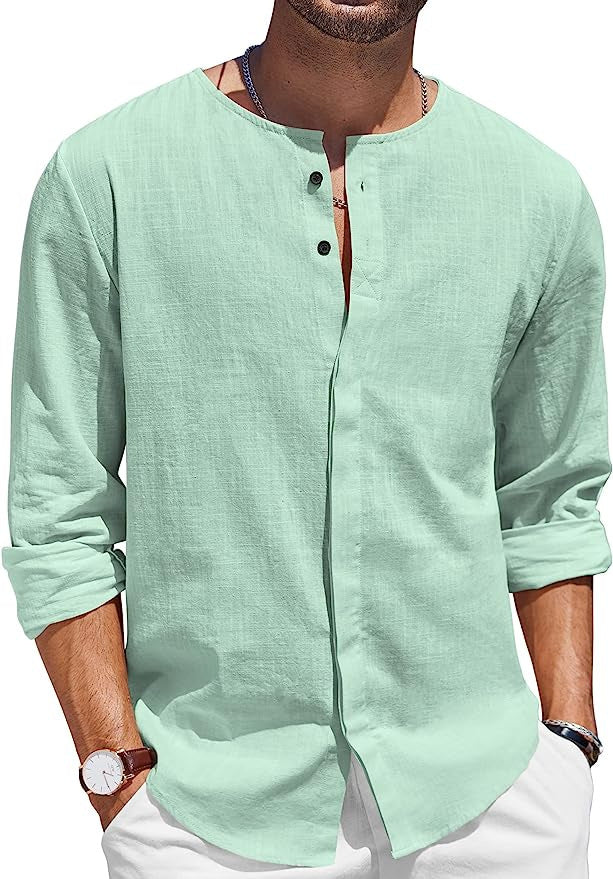 Camicia da uomo in cotone e lino