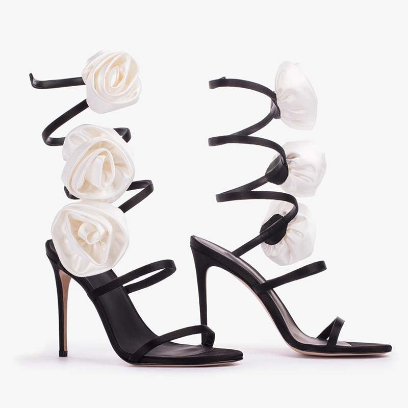 Scarpe con tacco da donna/Sandali con fiore decorativo