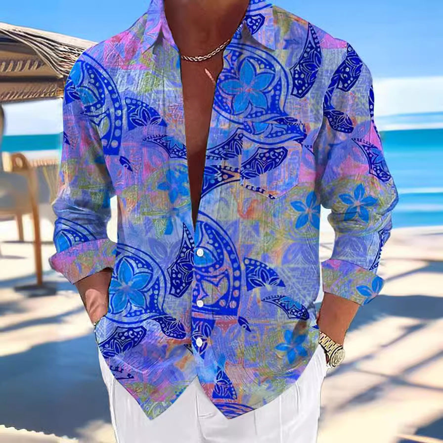 Camicia da uomo con stampa casual