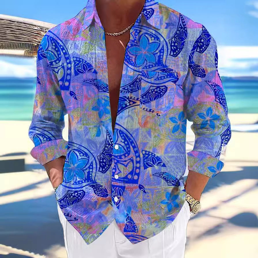 Camicia da uomo con stampa casual