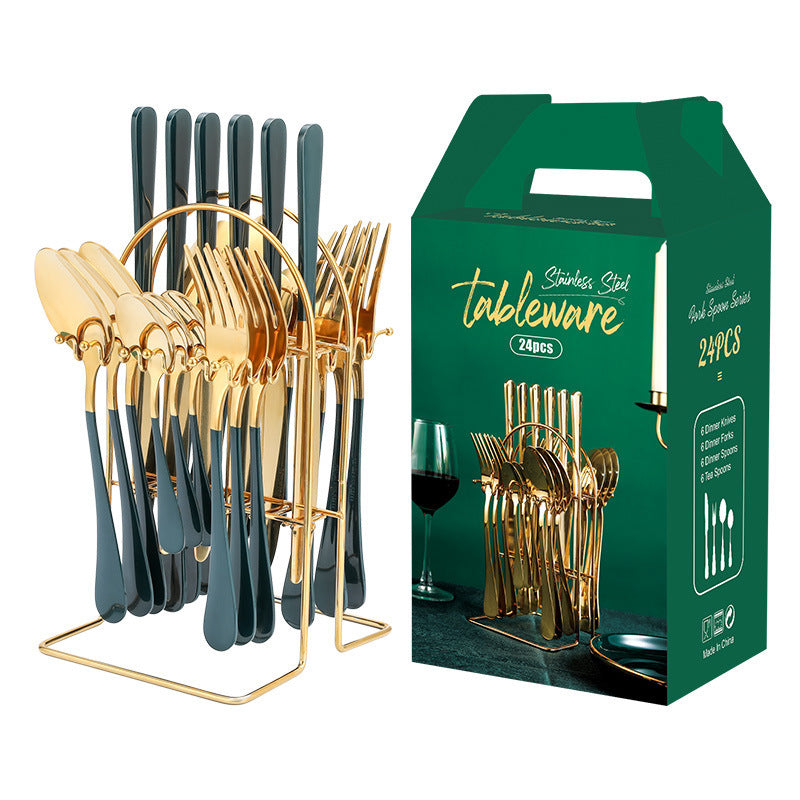 Stainless Steel Cutlery Set 24 Pieces Gold Plated