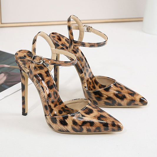 Scarpe con tacco da donna con stampa leopardata