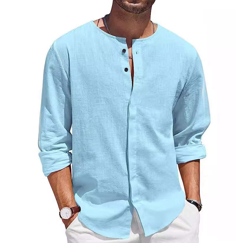 Camicia da uomo in cotone e lino