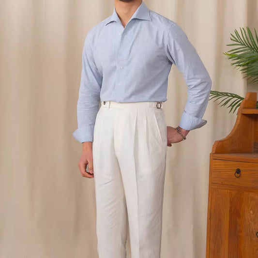 Camicia casual da uomo in cotone e lino