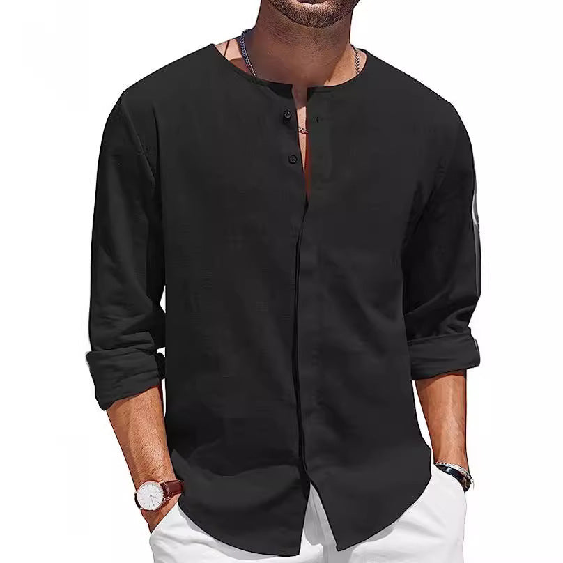 Camicia da uomo in cotone e lino