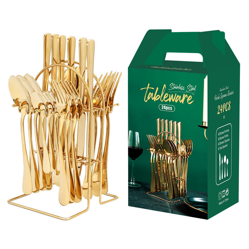 Stainless Steel Cutlery Set 24 Pieces Gold Plated